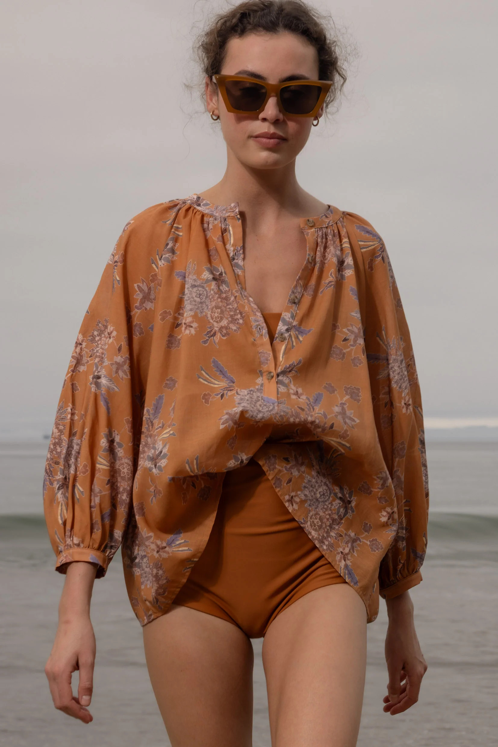 Pia Blouse - Orange Batik | Heidi Merrick