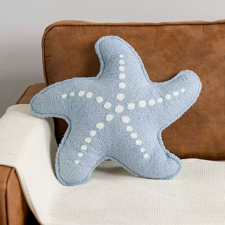 New! Blue Starfish Boucle Pillow | Kirkland's Home