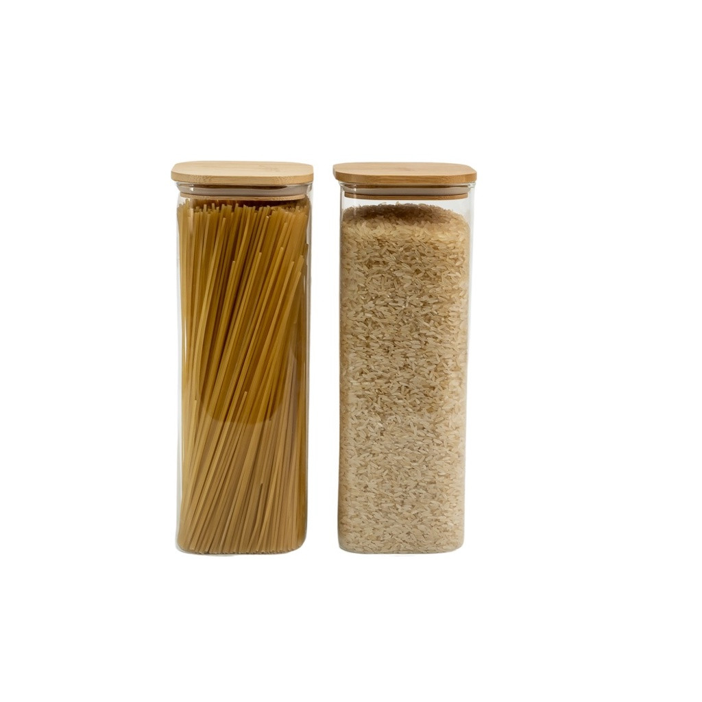 KIT POTE HERMÉTICO DE VIDRO QUAD TAMPA DE BAMBU 2 PÇS OIKOS | Shopee (BR)