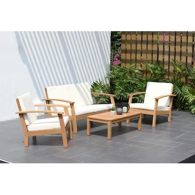 Amazonia 4-Piece Patio Conversation Set with Off-white Cushions | Lowe's