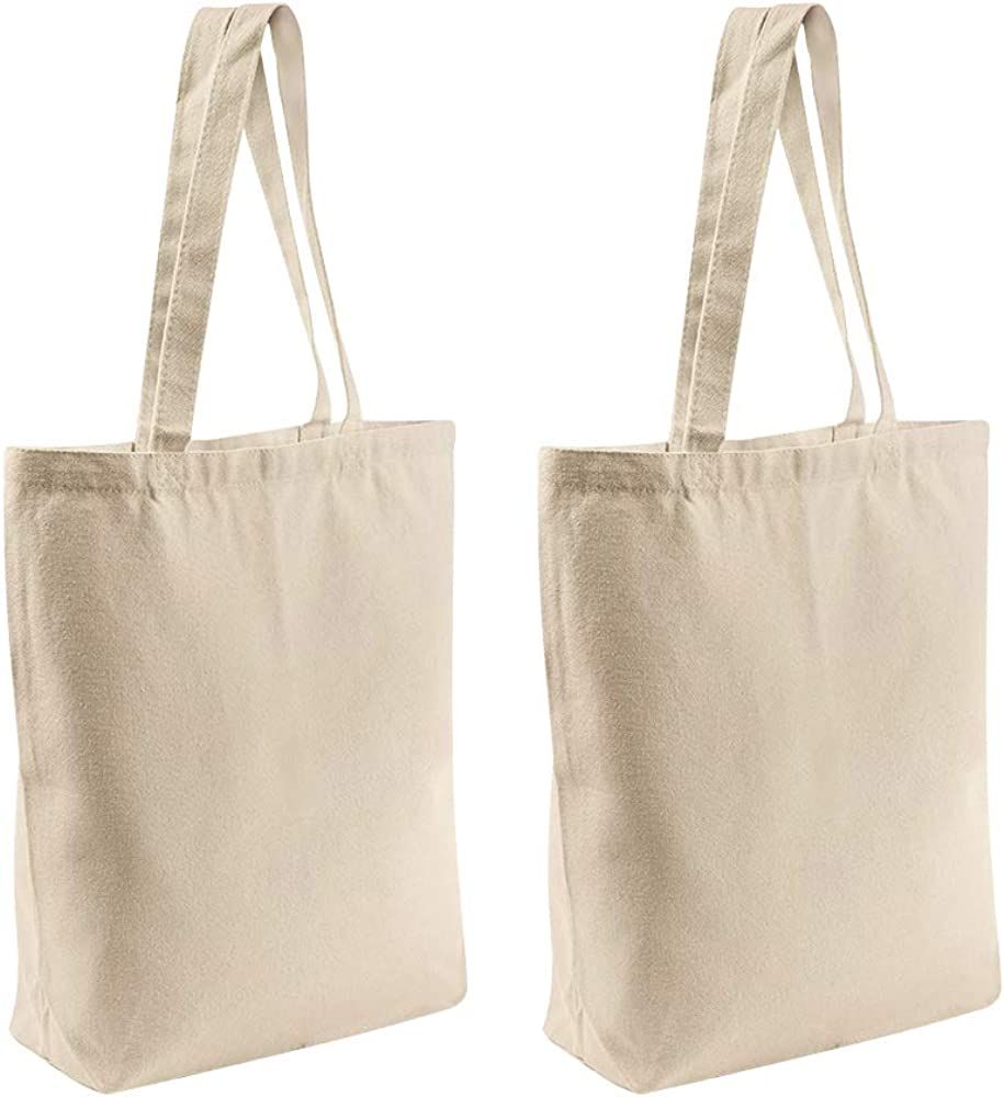 2 Pcs Reusable Canvas Tote Bags with Separate Packaging,Multi-purpose Blank Canvas Bags. | Amazon (US)