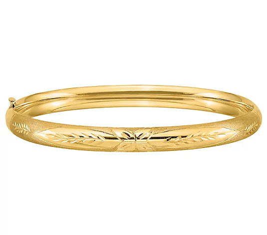 14K Gold Florentine Engraved Hinged Bangle, 5.9g | QVC