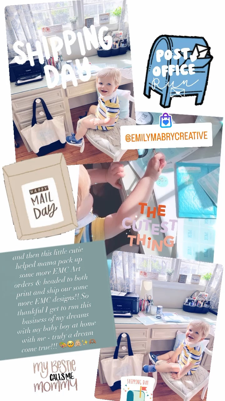 and then this little cutie helped mama pack up some more EMC Art orders & headed to both print and ship our some more EMC designs!! So thankful I get to run this business of my dreams with my baby boy at home with me - truly a dream come true!!! 🎨🥹👼🏼✨🫶🏽

#LTKSeasonal #LTKfamily #LTKbaby