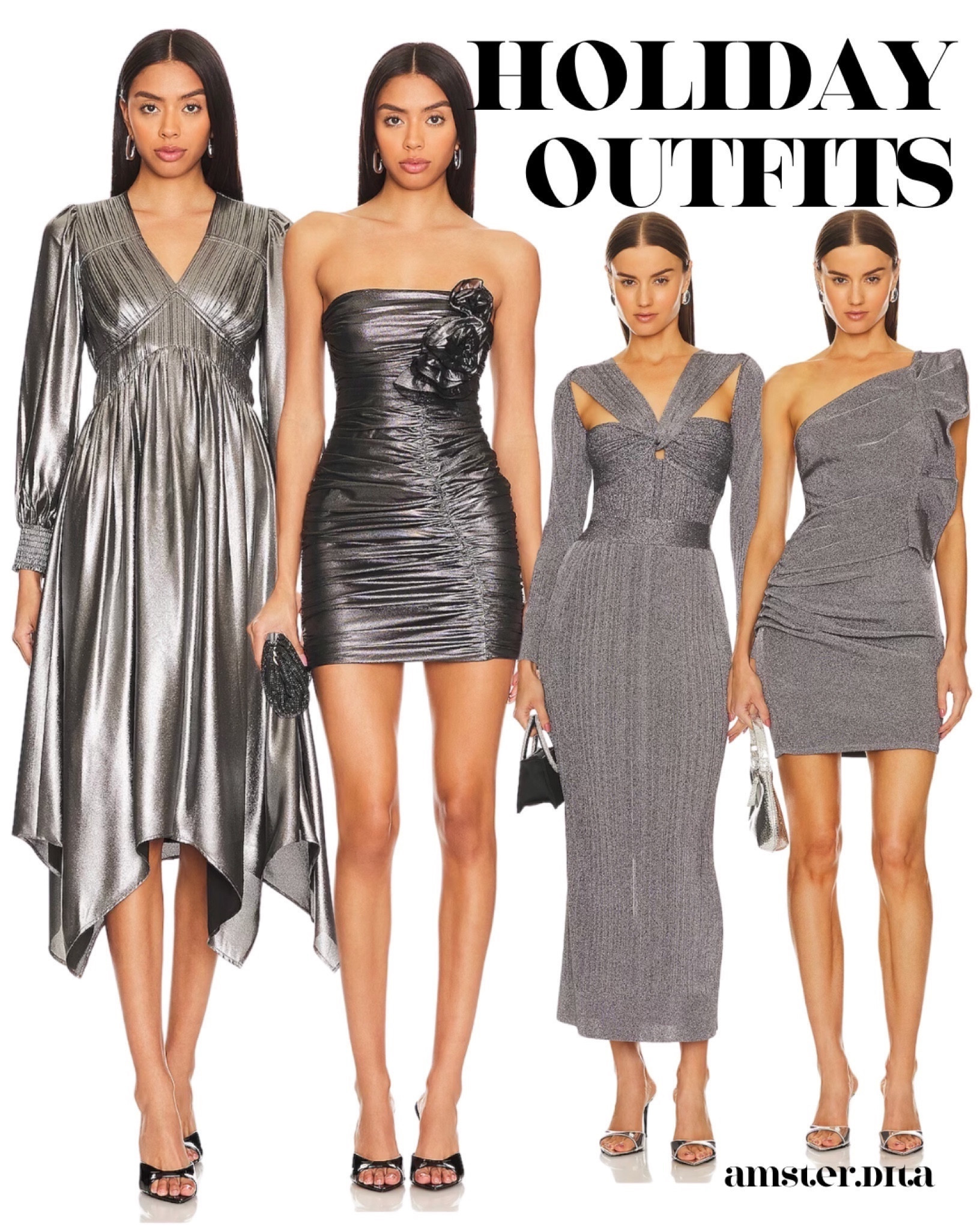 slim fit dress slacks Pippa Silver Payette Long Sleeve Mini Dress main image 0