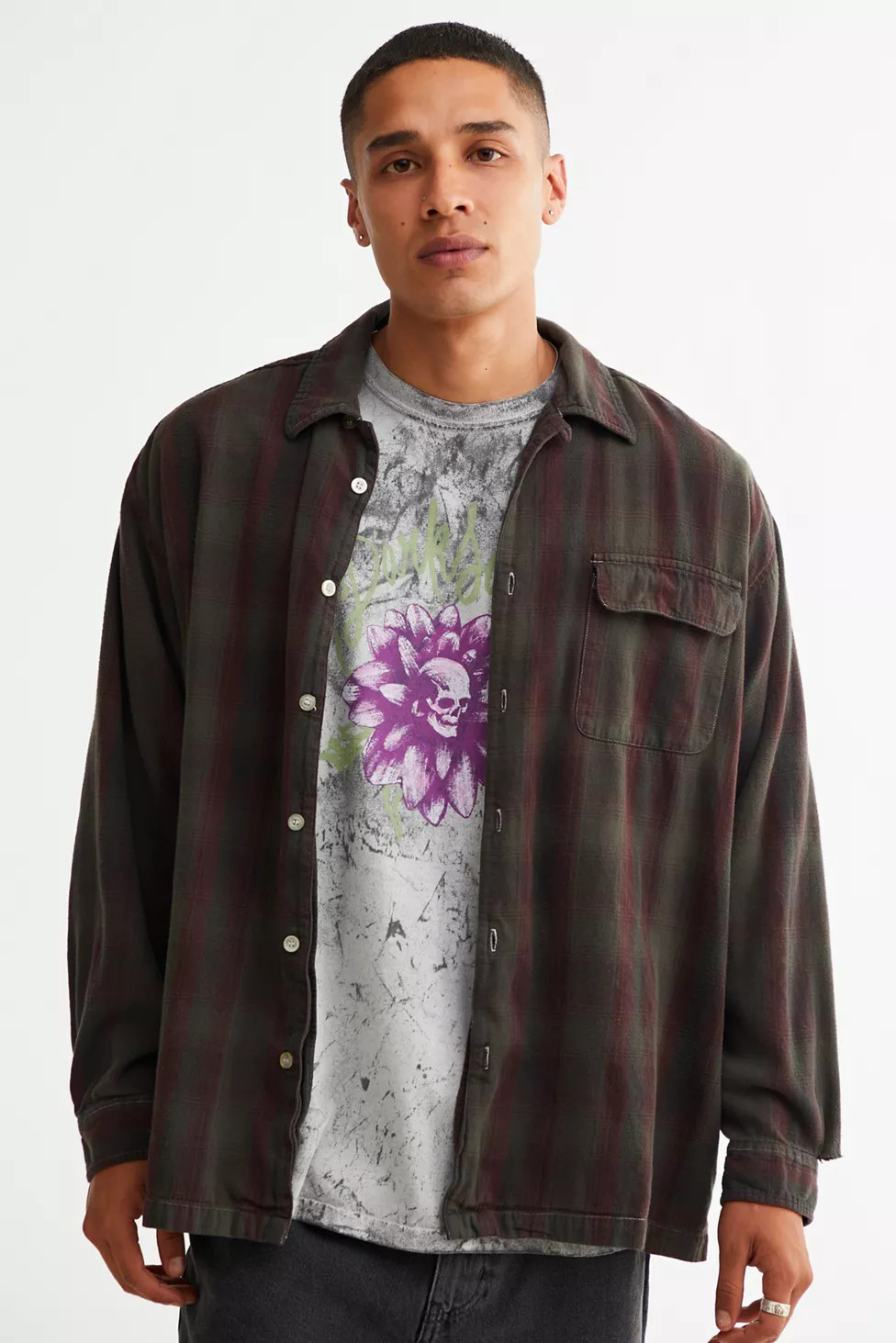 Urban Renewal Remade Overdyed Flannel Shirt | Urban Outfitters (US and RoW)