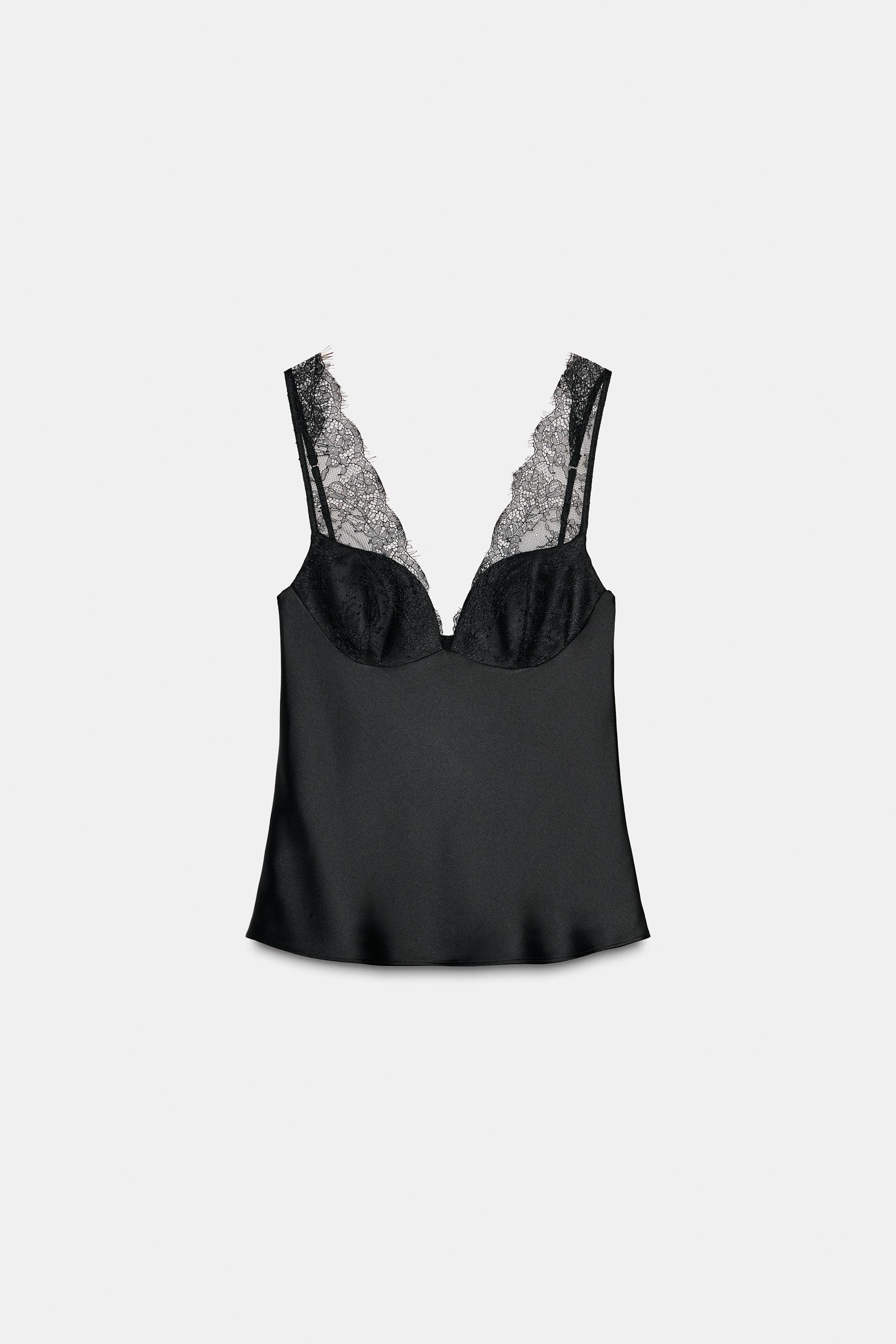 SATIN TOP WITH LACE | Zara UK
