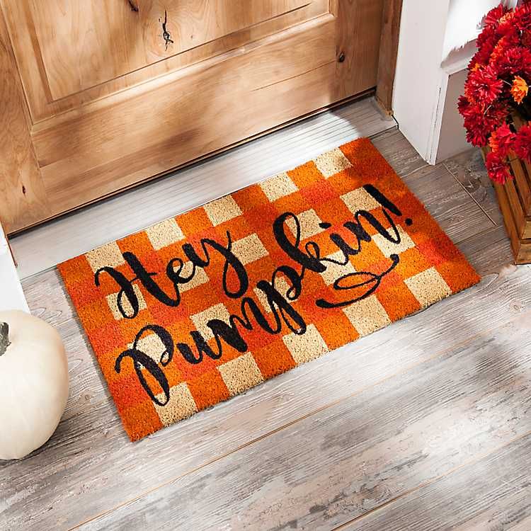 Hey Pumpkin Buffalo Check Doormat | Kirkland's Home
