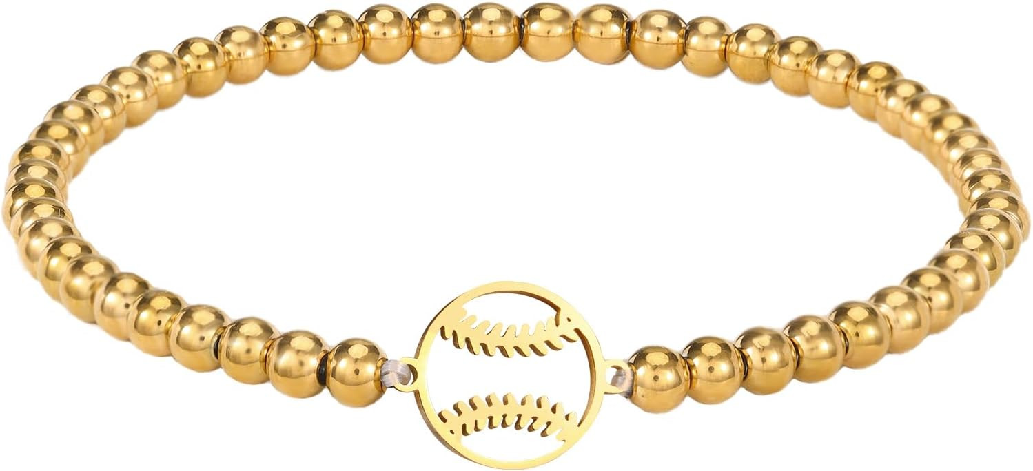 Dainty Gold Softball/Football/Basketball/Volleyball/Soccer Bracelets for Women Trendy,14K Gold Pl... | Amazon (US)