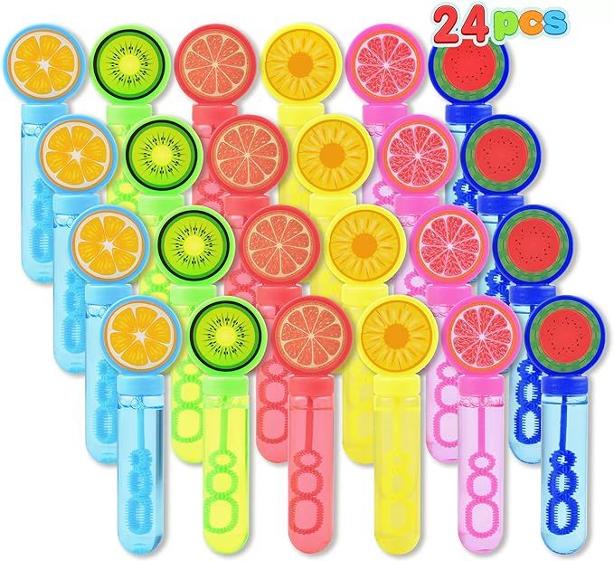 Sloosh 24 Pack Fruits Mini Bubble Wands (2 oz) for Kids Bubble Toys, Summer Bubble Fun Activity, ... | Amazon (US)