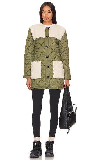 Asher Sherpa Quilted Puffer in Olive | Revolve Clothing (Global)