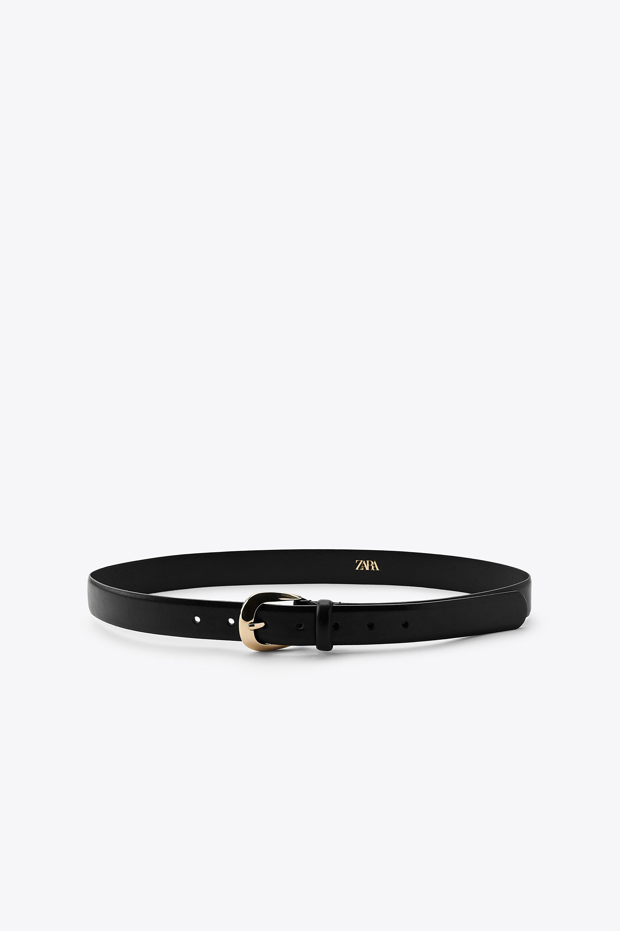 OVAL BUCKLE LEATHER BELT | Zara US