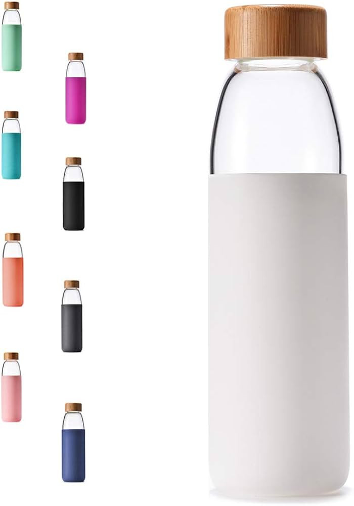veegoal 18 Oz Borosilicate Glass Water Bottles with Bamboo Lid, BPA-FREE, Non-Slip Silicone Sleev... | Amazon (US)