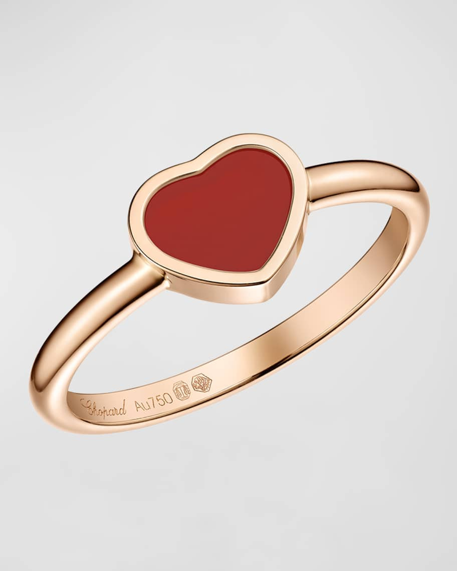 Chopard Happy Hearts 18K Rose Gold Carnelian Ring | Neiman Marcus