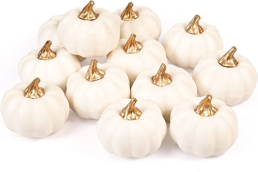 Whaline Artificial Pumpkins Bulk Vintage White Pumpkin Harvest Lifelike Pumpkin Fake Foam Pumpkin... | Amazon (US)