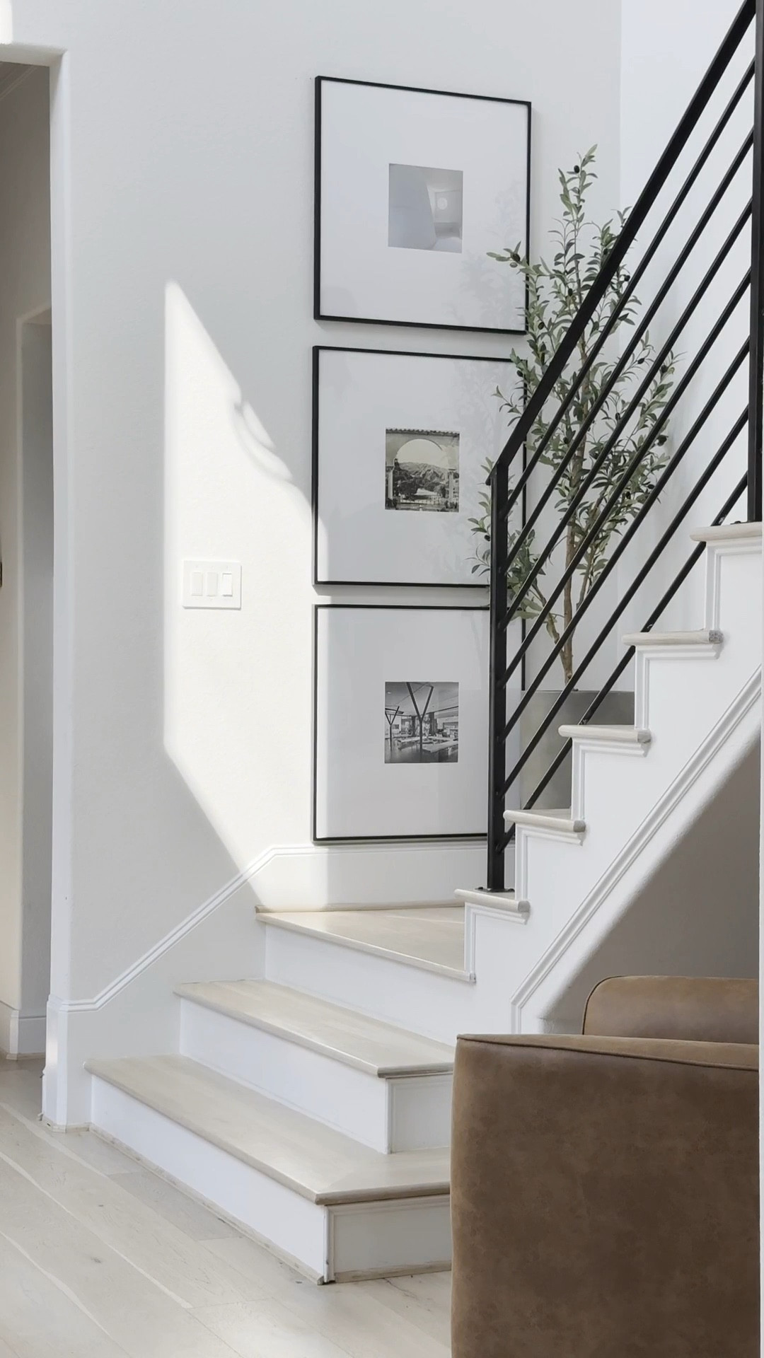 Many of you have LOVED & inquired about these frames and here are the specific measurements - since the frames come in various sizing options:  

Measurements:
Frames are by @Frameiteasy
Art Size: 10" x 10"
Outside Frame Size: 27 3/16" x 27 3/16"
Style: Ashford, in Satin Black
Matting: 8 1/2" Smooth White (White Core)
Cover: Clear Acrylic
Backing: Acid Free Foamcore
Spacing Between Frames: 3 Inches 

I added pictures from the Architecture Digest book. Black and white prints add a classic finish especially with these black frames. 
