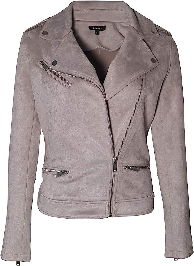 ODCOCD Faux Suede Jacket for Women Long Sleeve Zipper Up Casual Outwear | Amazon (US)