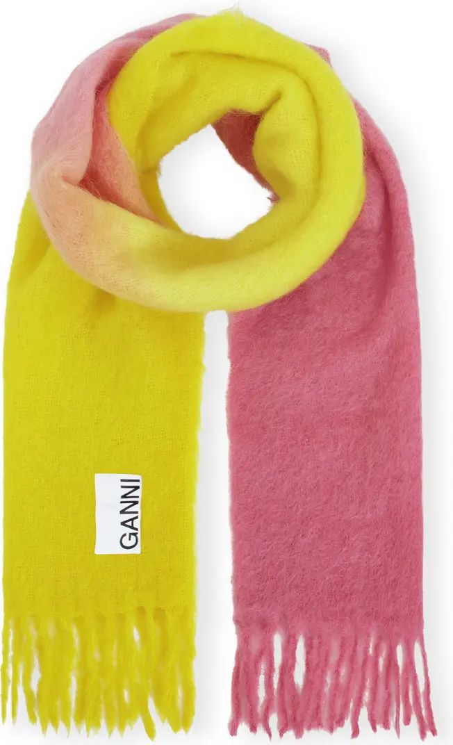 Mohair Blend Gradient Fringed Scarf | Nordstrom