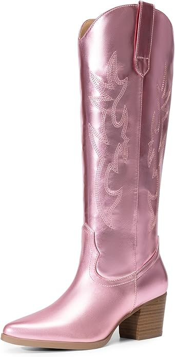 DREAM PAIRS Cowboy Boots for Women Cowgirl Knee High Boots Comfortable Pull On Zipper Chunky Heel... | Amazon (US)