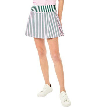Pin Stripe High Rise Built-In Under Short Athletic Flounce Mini Skirt | Dillard's