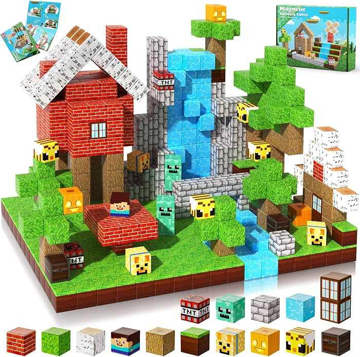 Magnetic Blocks-100PCS Magnetic Building Blocks, Magnetic Tiles Kids Build Cubes 2026 Upgraded ST... | Amazon (US)