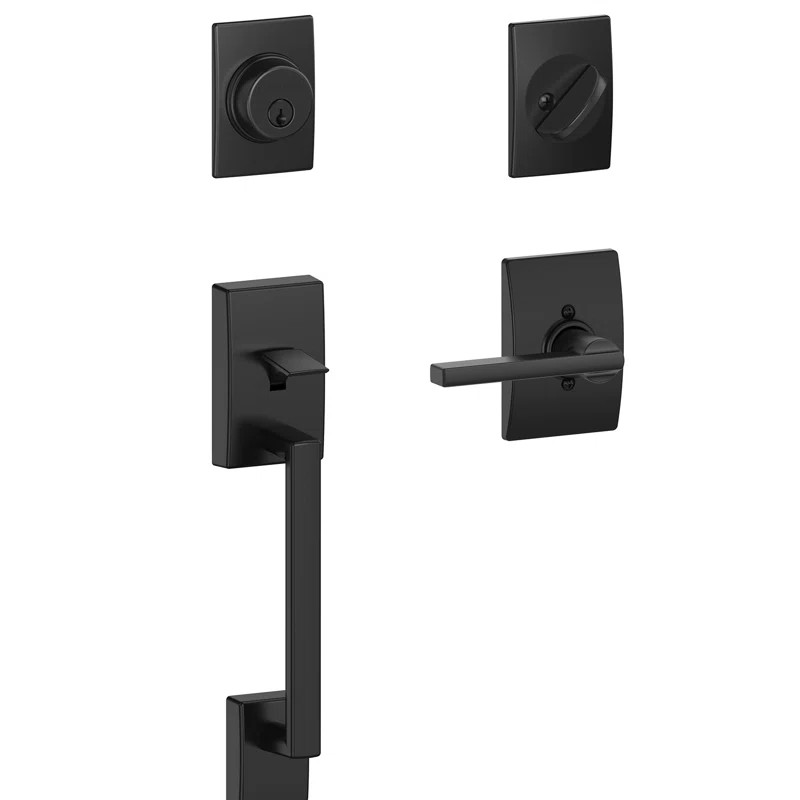 Schlage Century Handleset with Single Cylinder Deadbolt and Latitude Door Lever and Century Roset... | Wayfair North America
