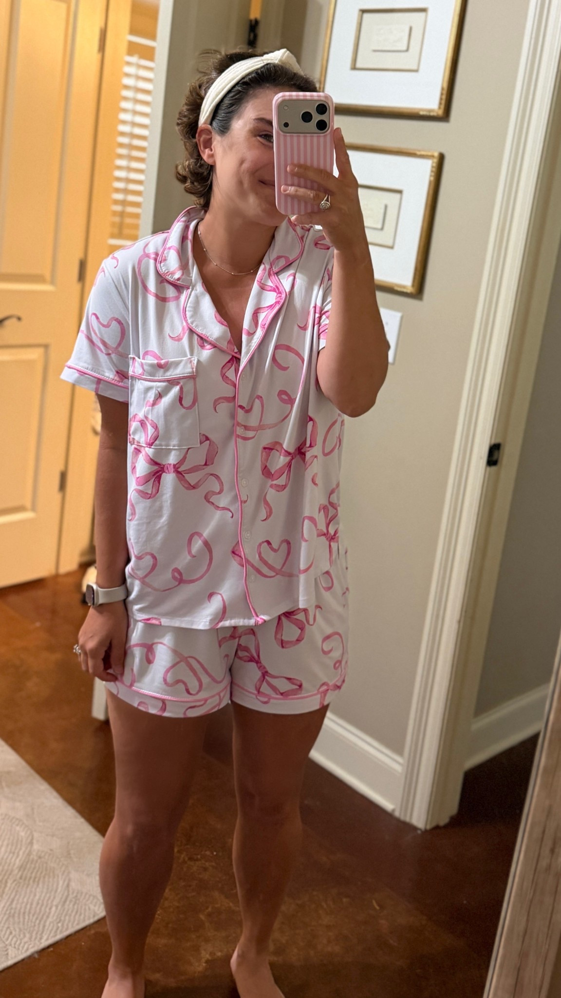 obsessed with these 🎀 pjs!! Comfy and really great quality too. These make a great gift for a friend who may be on a breast cancer journey like me, or a new girl mama! So many other fun prints are available in this set too 🩵

#LTKmorningroutine #LTKgrwm #LTKmomlife