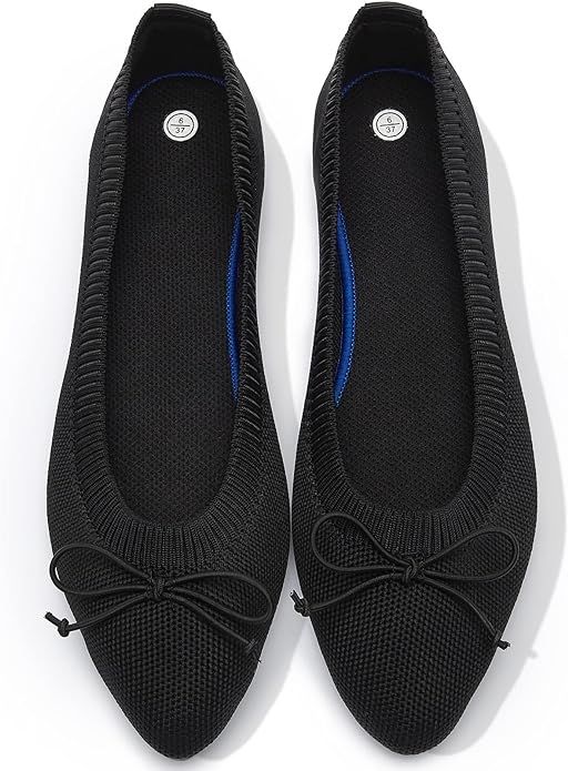 Shupua Women's Flats Black Flats Shoes Pointed Toe Ballet Flats Comfortable Bow Girls Flats Dress... | Amazon (US)