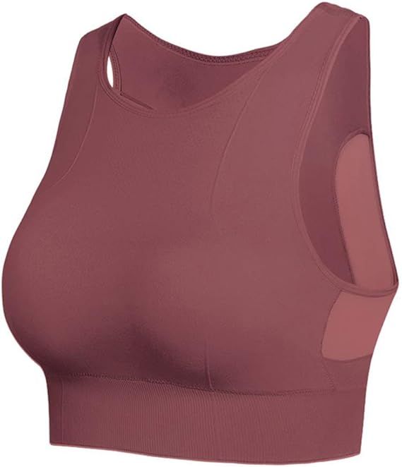 FOLOMI Women's Tank Top Sports Bra High Neck Longline Workout Bra Racerback Yoga Bra with Removab... | Amazon (US)