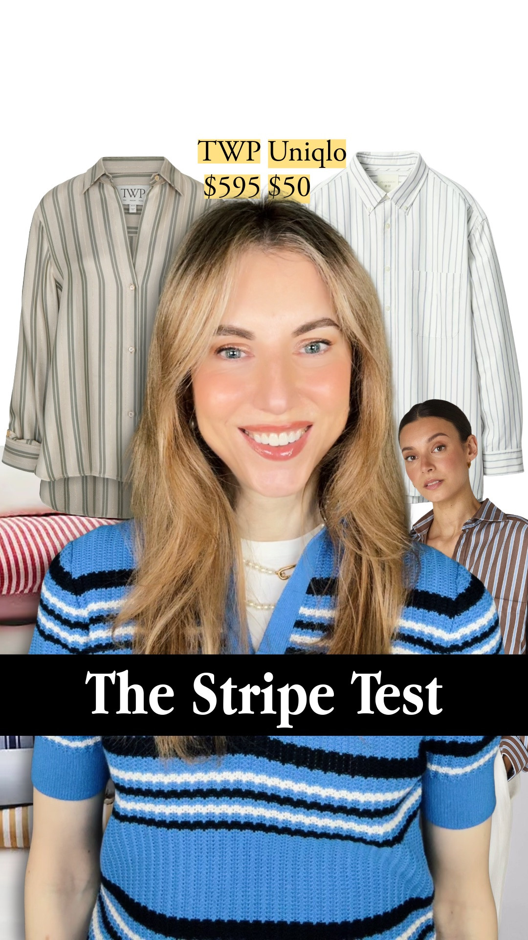 A striped shirt advertises its own cut – these line up where it counts. My favorite under $100 has real shell buttons and a smooth cotton poplin; the Tencel pick accents its placket on purpose for a precise collar. The $50 Uniqlo nails the stripe match too — just note it's a cotton-rayon blend, not pure cotton. striped button down shirt with matching stripes, cotton poplin shirt with shell buttons, affordable striped oxford shirt under 100, Tencel striped shirt with accent placket, classic blue striped button up, well tailored striped shirt with precise collar, striped wide leg pants with welt pocket, COS, J.Crew, Polo Ralph Lauren, With Nothing Underneath, Uniqlo, Boden, Banana Republic, Toteme, silk blouse

#LTKootd