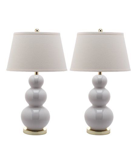 Off-White Pamela Triple Gourd Ceramic Lamp - Set of Two | Zulily