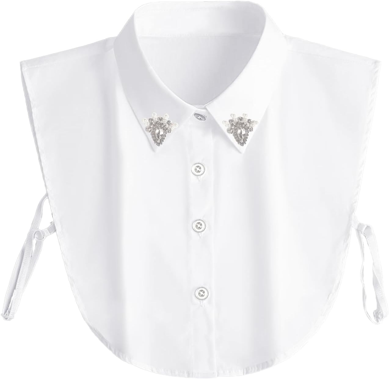 Eyibenlilan Handcrafted Faux Diamond and Pearl Fake Collar Shirts Versatile Dickey Collar Half Shirt Collar for Women | Amazon (US)