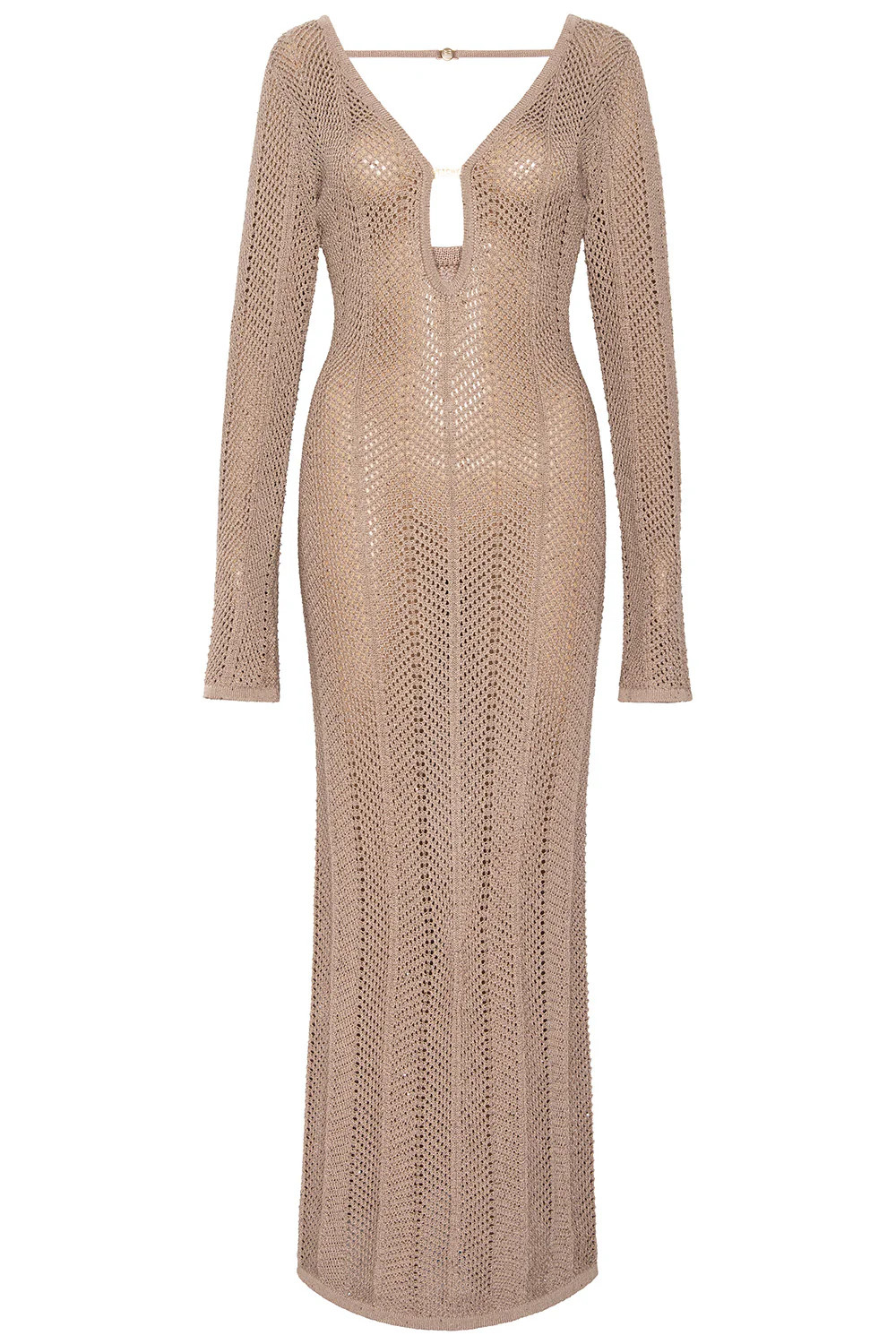 Keyhole Tan Crochet Dress | VETCHY LLC