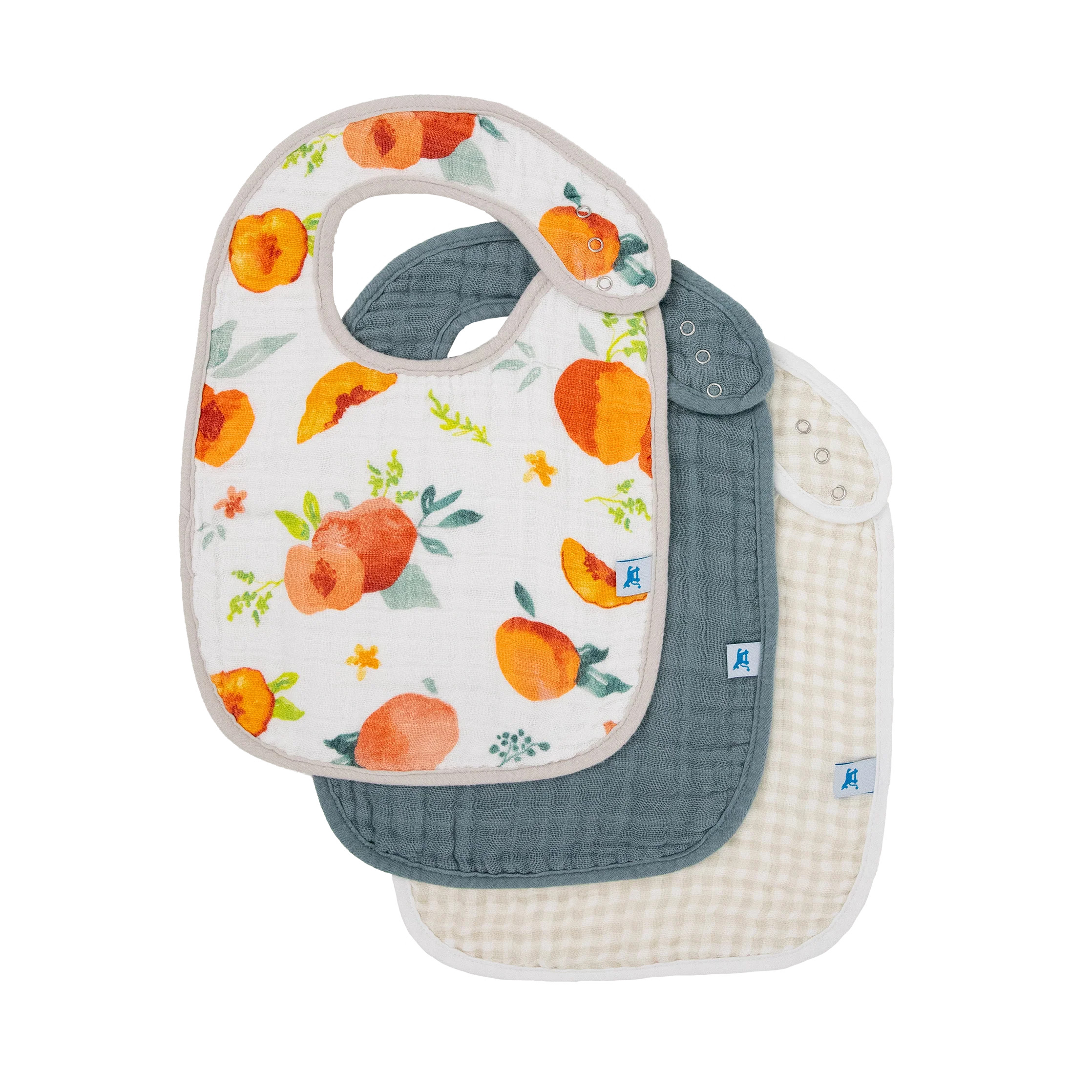 Cotton Muslin Classic Bib 3 Pack - Georgia Peach | Little Unicorn