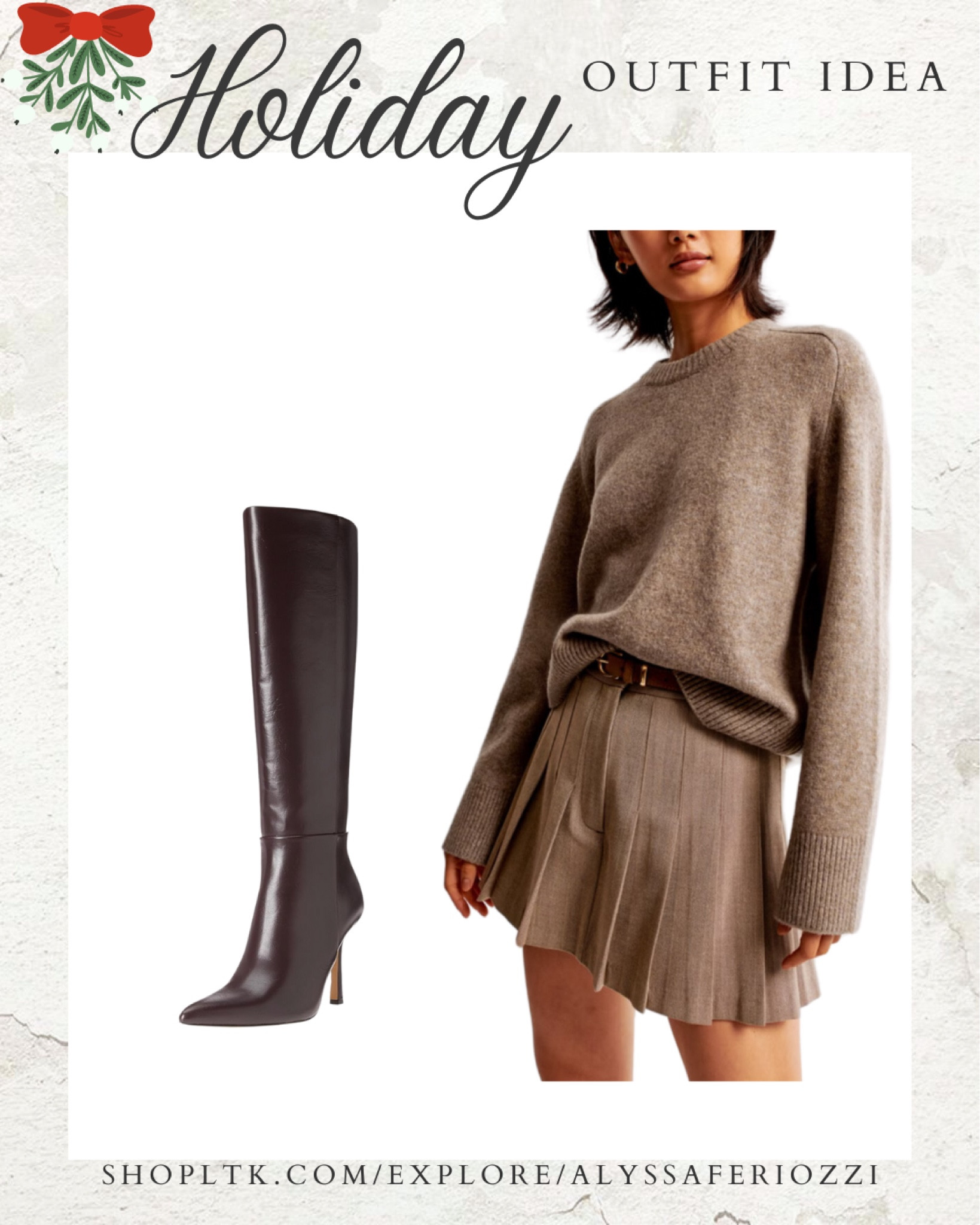 Holiday outfit idea ! 🦃 🎄 Loving that pleated mini skirts are having their moment right now- it's such a flattering look and so comfy paired with a sweater! + these knee high boots are a major steal they're less than $100 but exactly like another pair I found for $750! 👢 deal alert!

#holiday holiday
Holiday outfit #holidayoutfit
Thanksgiving Christmas 
Holiday party 
#holidayparty #thanksgivingoutfit
#fallstyle #falltrend 

#LTKSaleAlert #LTKSeasonal #LTKFindsUnder100