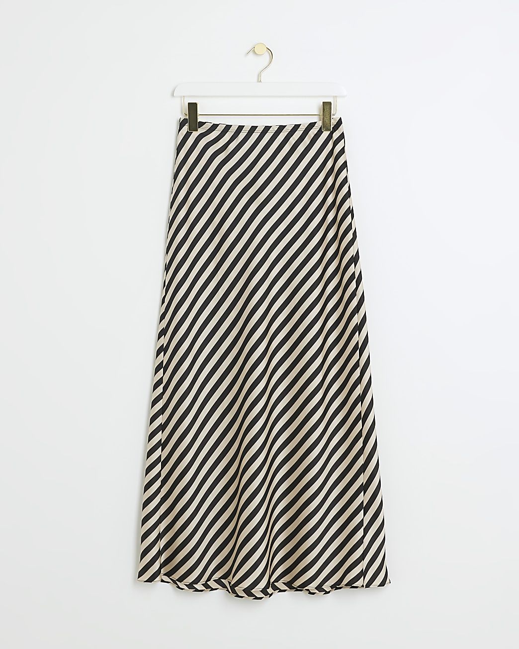 Beige satin stripe maxi skirt | River Island (UK & IE)