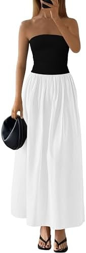 PRETTYGARDEN Women Summer Elegant Strapless Maxi Dress Tube Top | Semi Formal Cocktail Party Wedd... | Amazon (US)