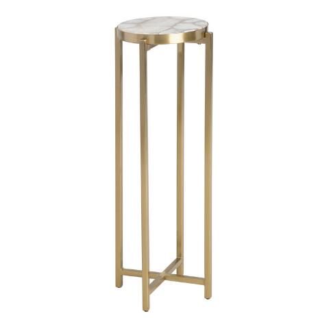 Round White Quartz And Gold Metal Lilian Drink Table | World Market