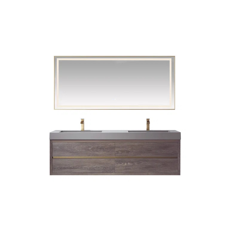 Blehm 71.7'' Double Bathroom Vanity with Composite Top with Mirror | Wayfair North America