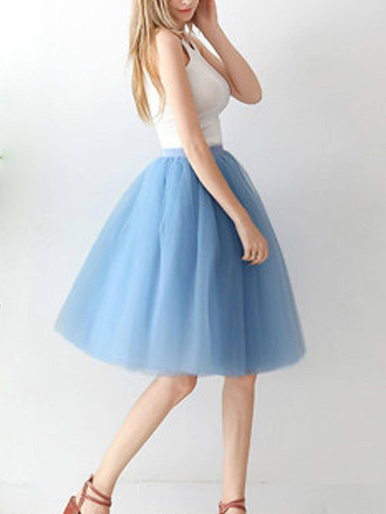 1pc Women'S Elastic Net Yarn Petticoat For Daily Or Lolita Style (Free Size Fits Most), 65cm, Gre... | SHEIN