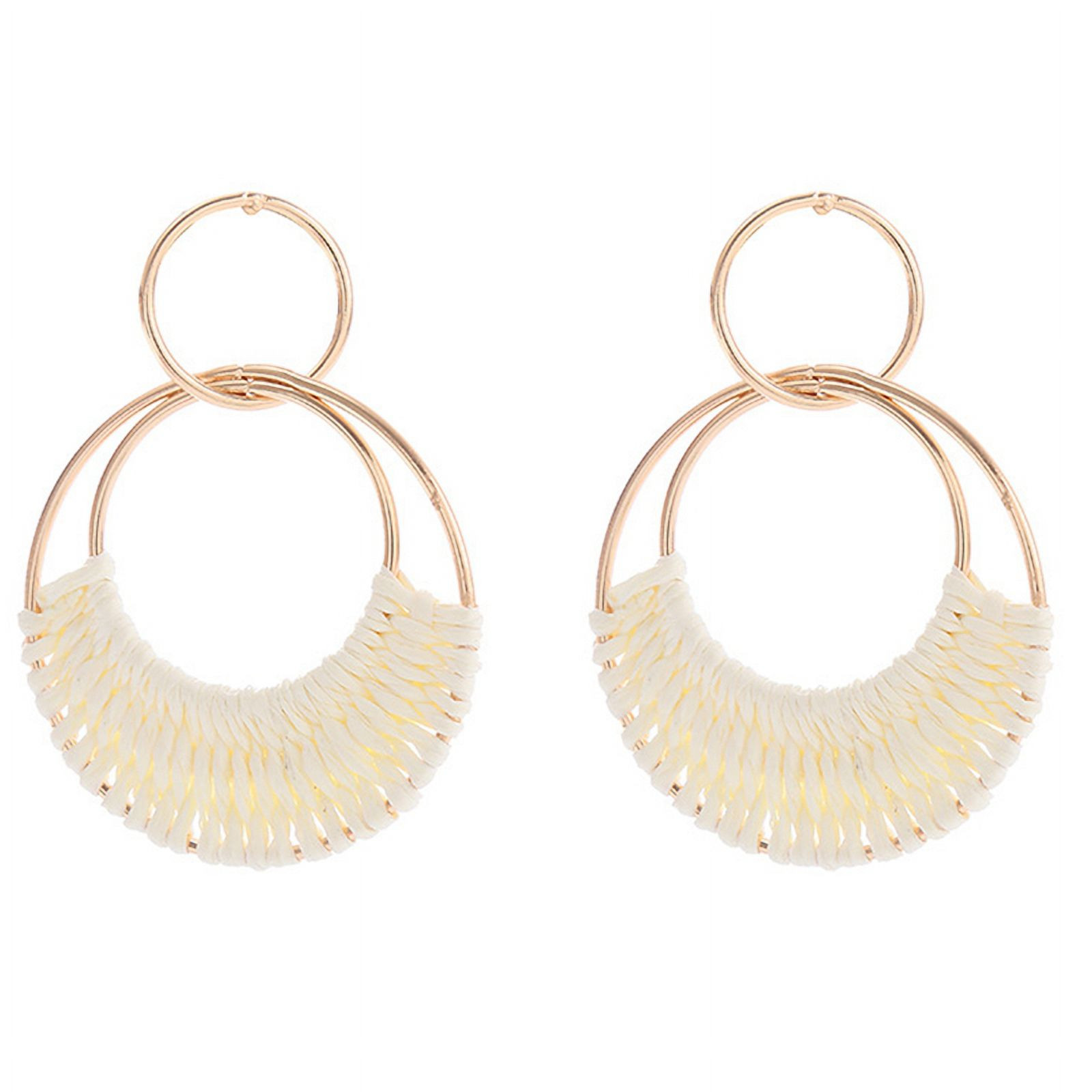 DraggmePartty  Raffia Hoop Earrings for Women Girls Fun Boho Summer Beach Earrings Lightweight Ha... | Walmart (US)