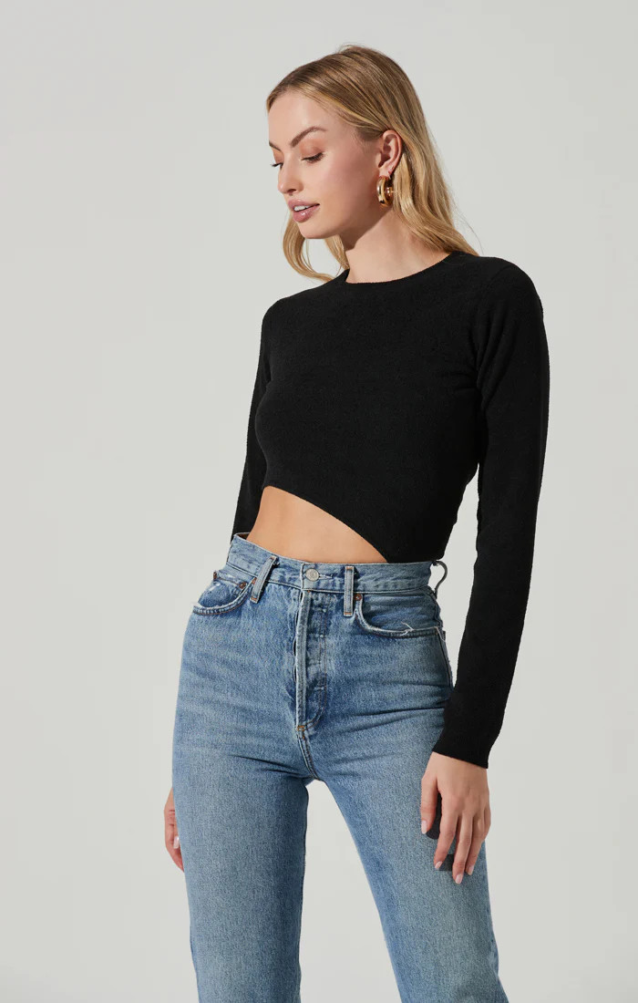 Zenni Cutout Midriff Long Sleeve Bodysuit | ASTR The Label (US)
