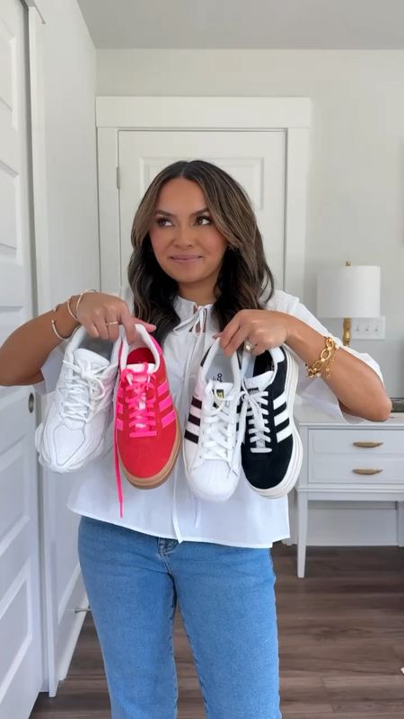 White sneakers size 6 1/2 TTS

Black and white sneakers size 5 1/2 - run big so I sized down a size! Usually a 6 1/2 in sneakers

Pink and red sneakers size 5 1/2 - run big so I sized down a size! Usually a 6 1/2 in sneakers

Black and white platform sneakers size 5 1/2 - run big so I sized down a size! Usually a 6 1/2 in sneakers

Summer outfits
Sneakers
Adidas
Summer finds
Shoe crush
Honey sweet petite

#LTKStyleTip #LTKShoeCrush #LTKFindsUnder100