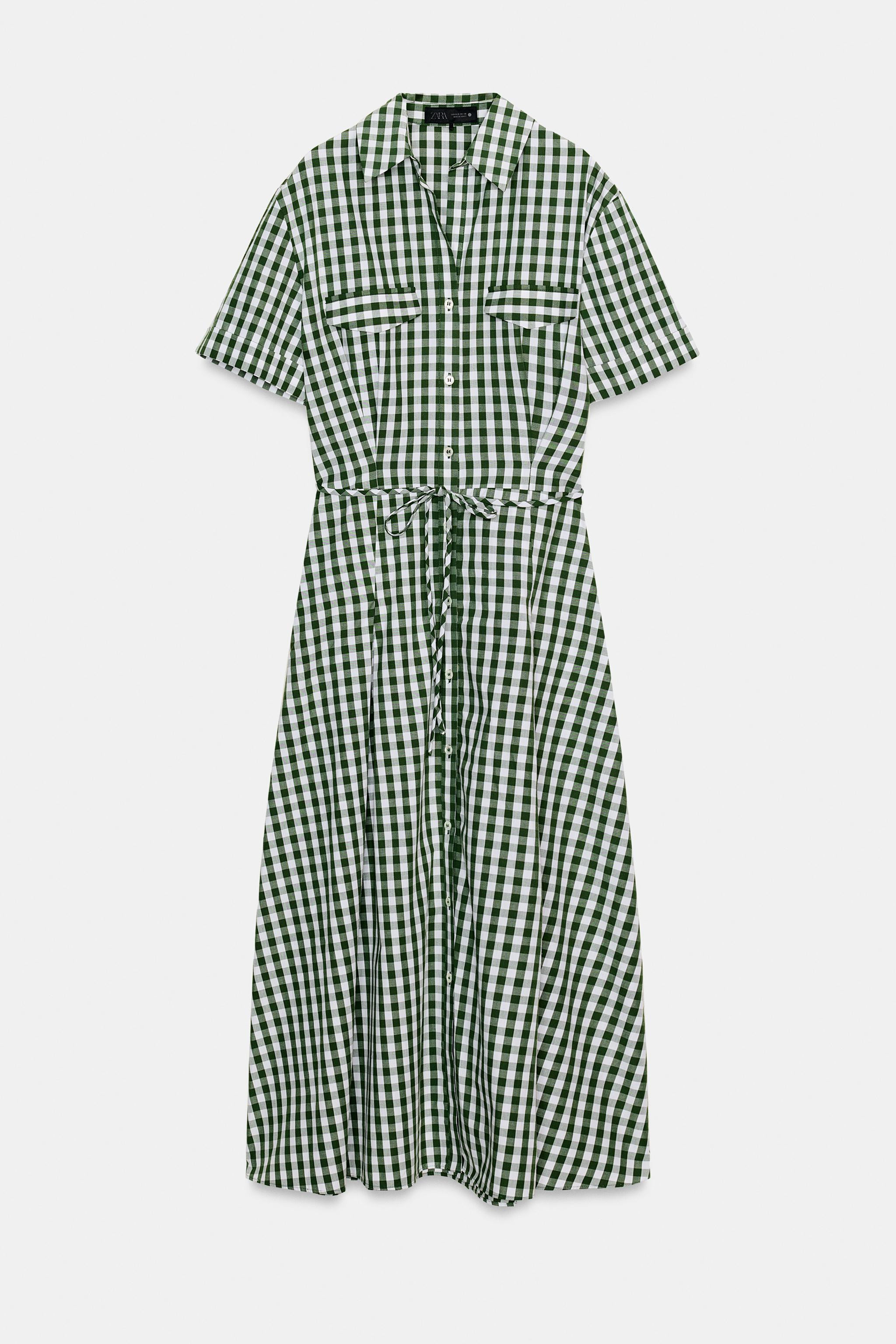 GINGHAM CHECK SHIRT DRESS ZW COLLECTION | Zara US