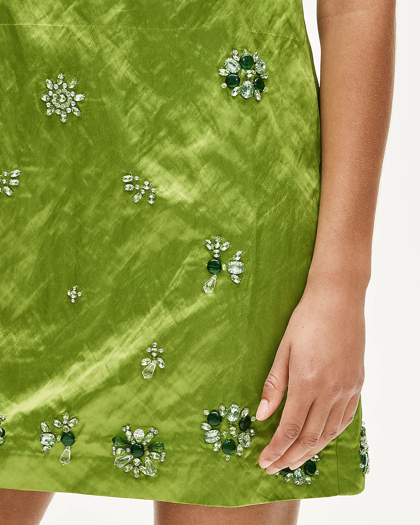 Collection embellished shift dress in memory satin | J. Crew US