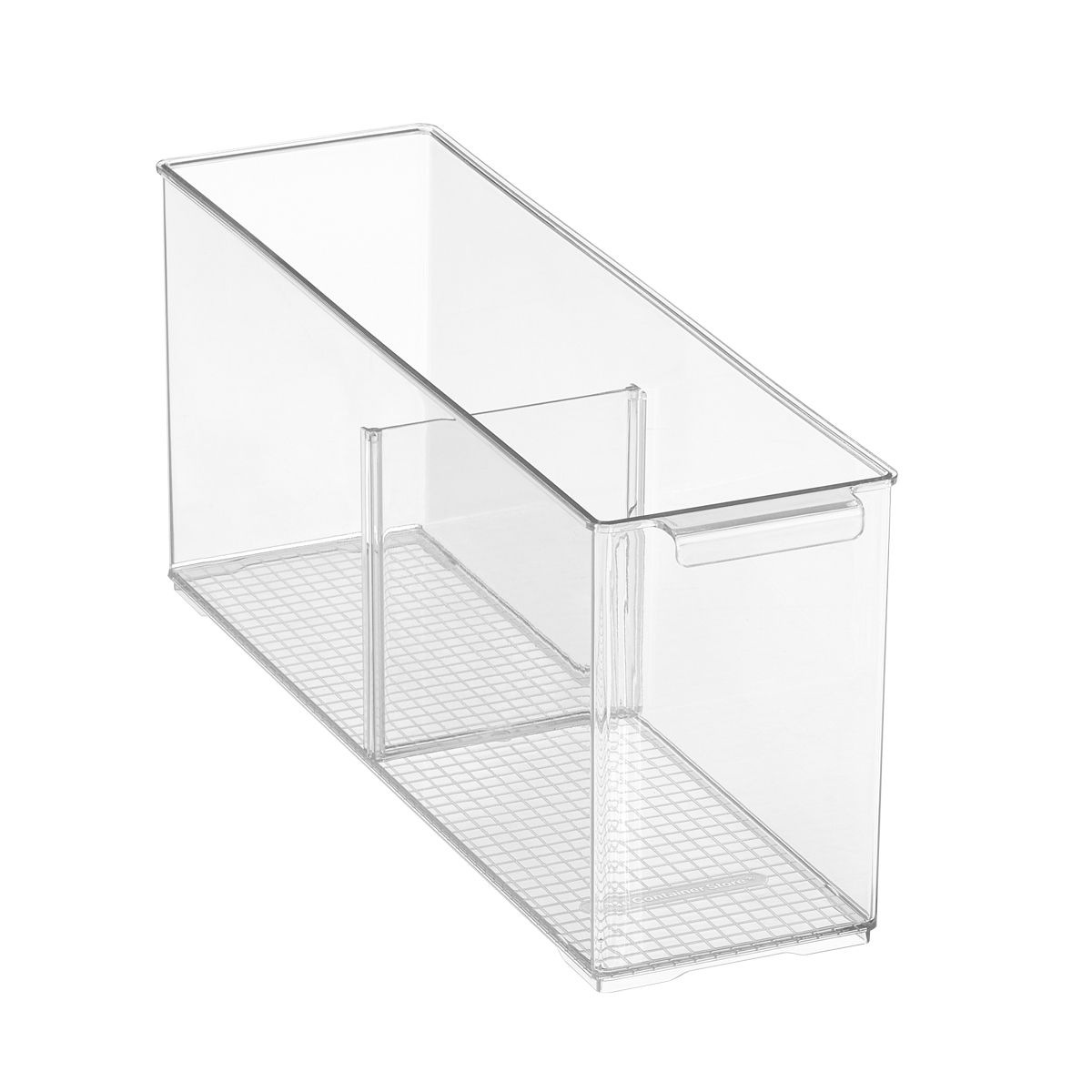 Everything Organizer Small Shelf Depth Pantry Bin w/ Divider | The Container Store