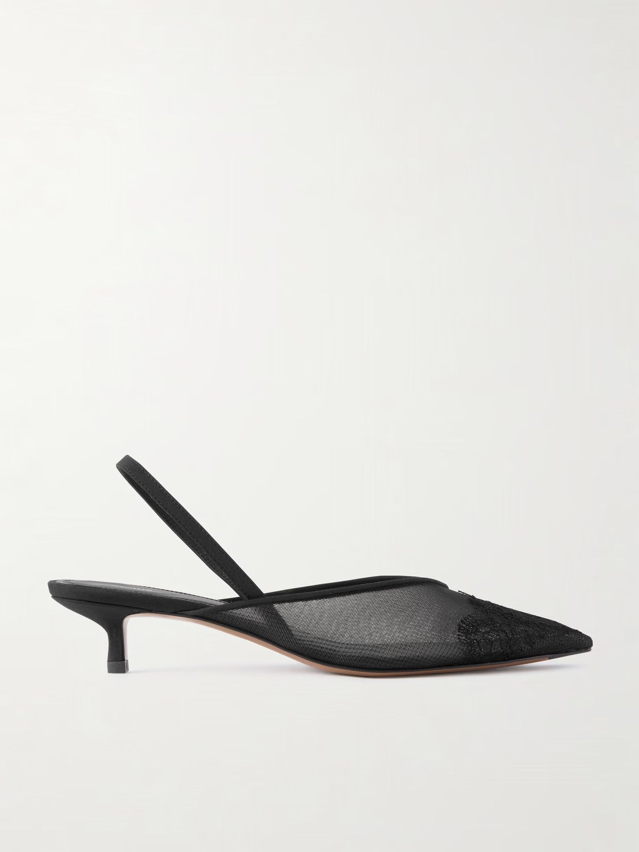 NEOUS - Irena Lace And Satin-trimmed Mesh Slingback Pumps - Black | NET-A-PORTER (US)