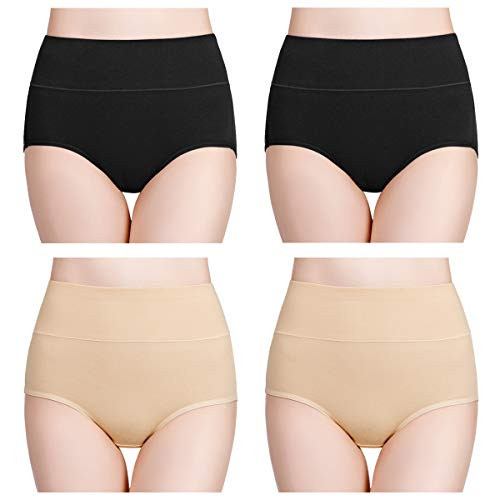 wirarpa Women's Cotton Underwear High Waisted Ladies Panties Full Coverage Briefs 4 Pack (Regular... | Amazon (US)