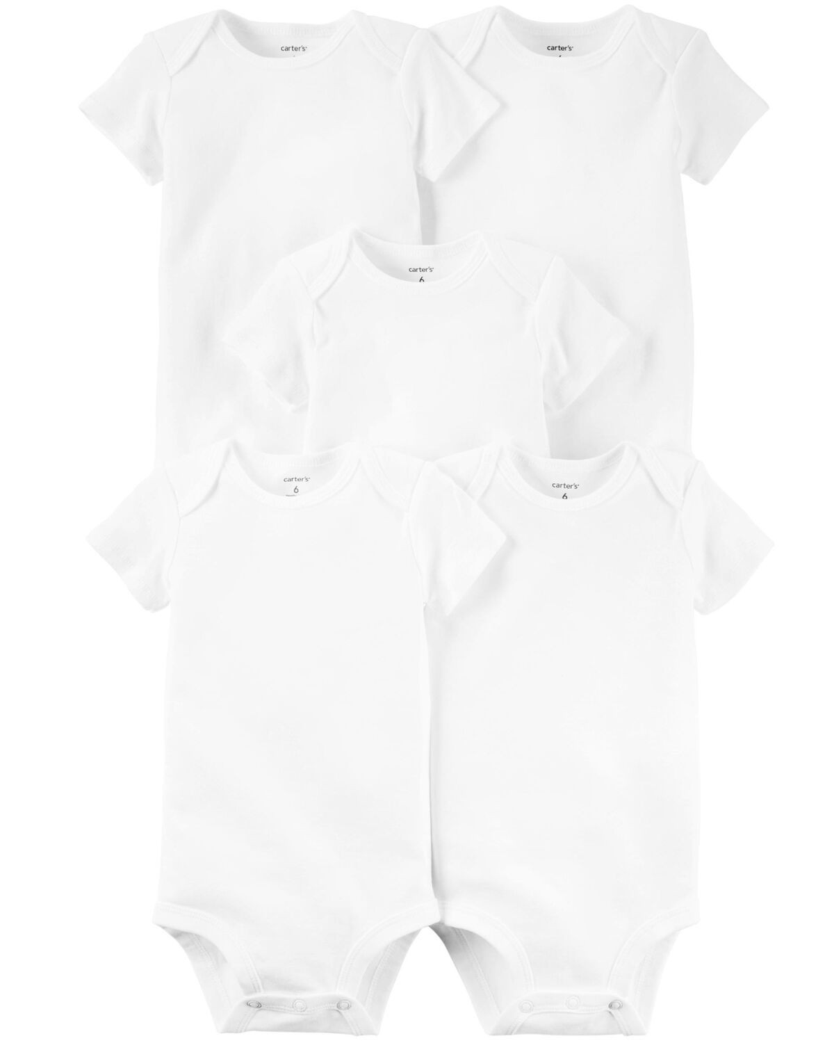 White Baby 5-Pack Short-Sleeve Bodysuits | carters.com | Carter's