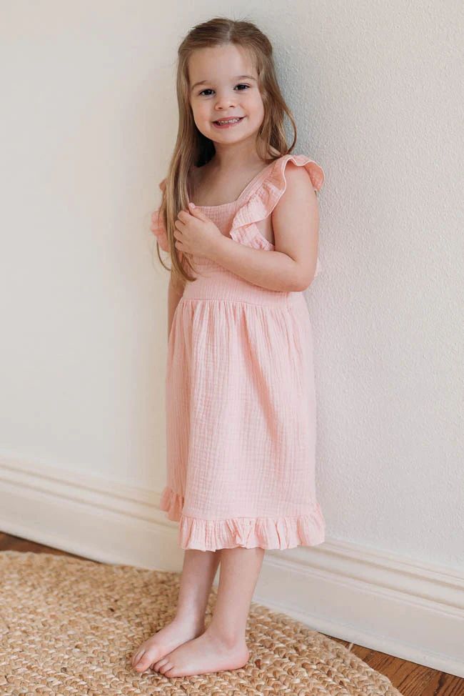 Mindless Moment Girls Blush Ruffle Dress | Pink Lily