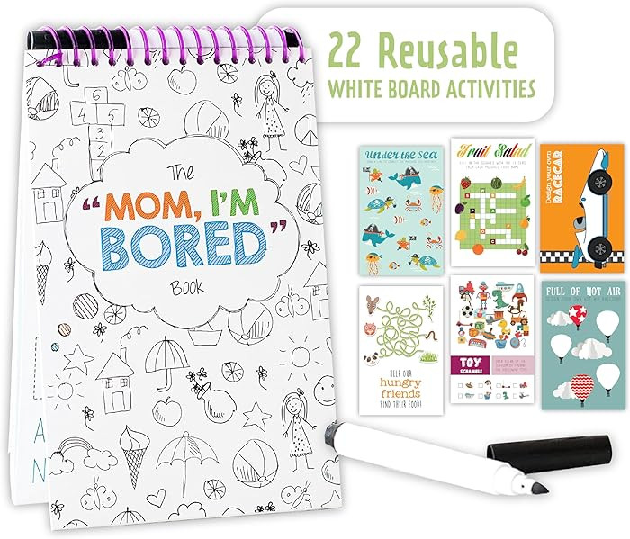 Squirrel Products Mom, I'm Bored Children's Activity Book, Fun Reusable Dry Erase Toy - Roadtrip ... | Amazon (US)